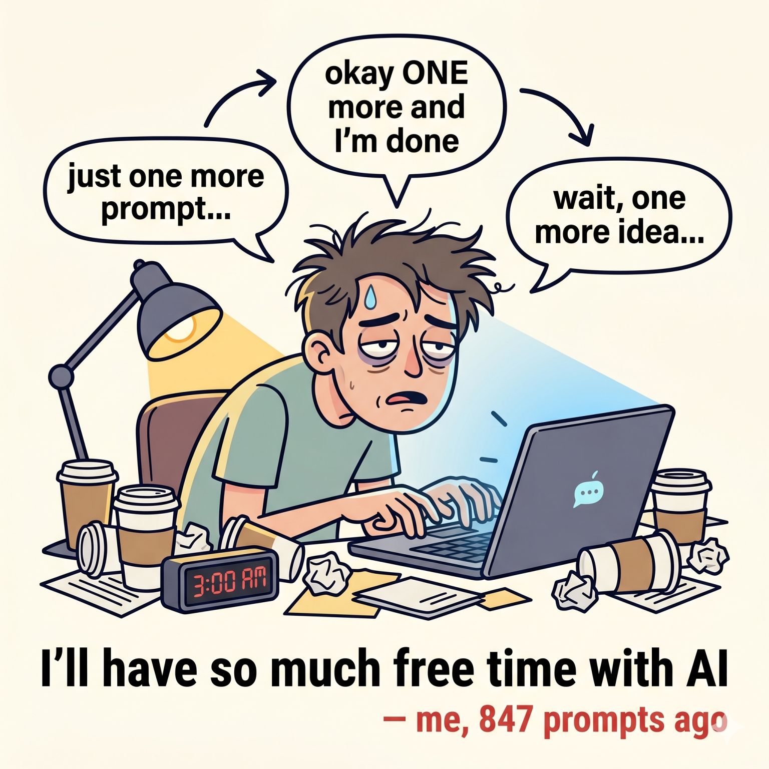 I'll have so much free time with AI, me 847 prompts ago