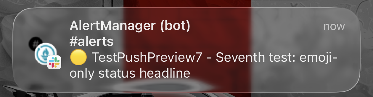 iOS notification showing the emoji-only compact headline
