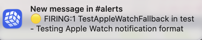 Alert notification on macOS showing the same fallback text