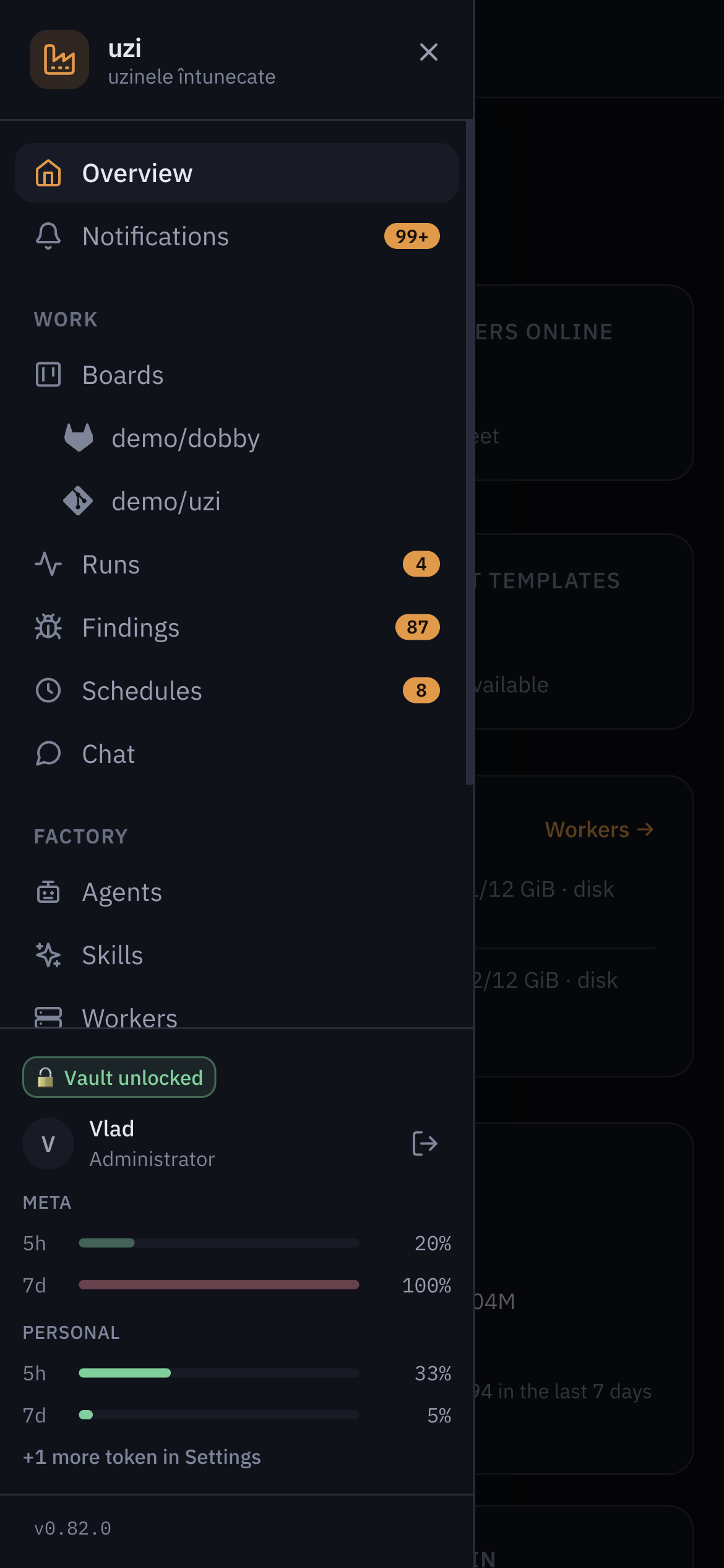 uzi on a phone: the navigation drawer