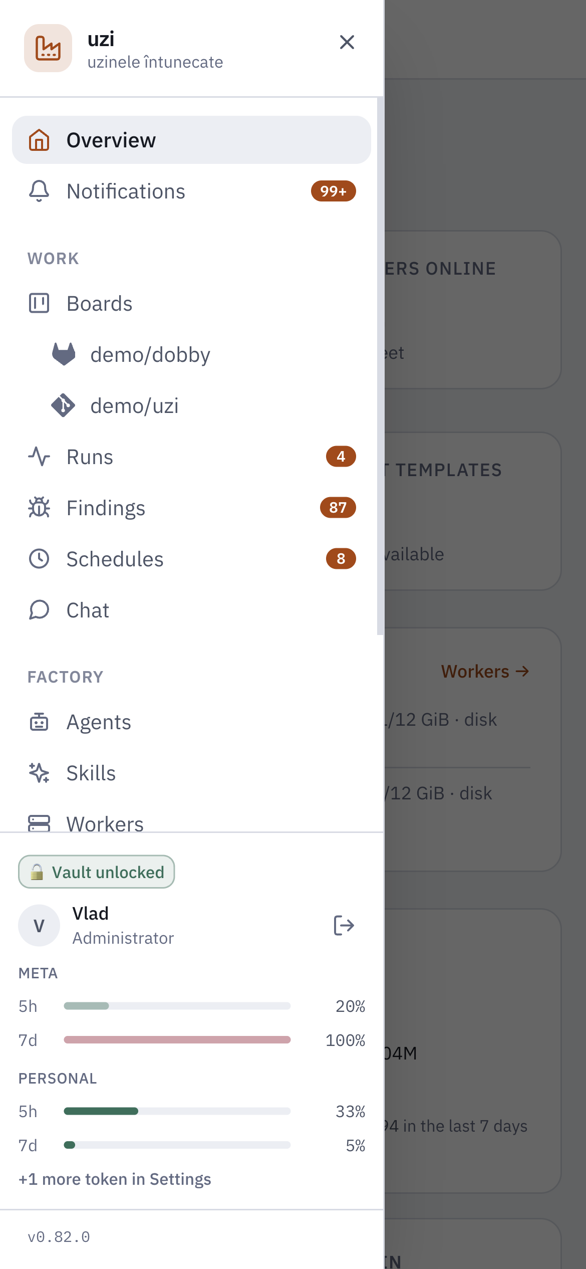 uzi on a phone: the navigation drawer